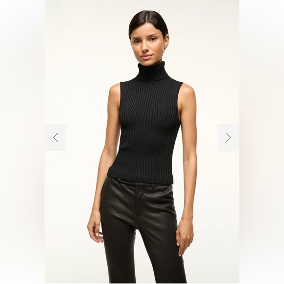 STAUD Tops - STAUD Sleeveless Ribbed Turtleneck Callum Sweater Top XS designer black.